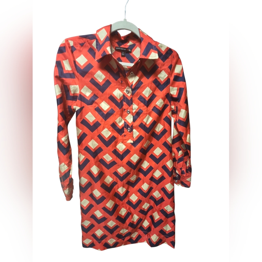 Banana Republic Mad Men Collection Mod Shirtdress Cactus Rose sz.2